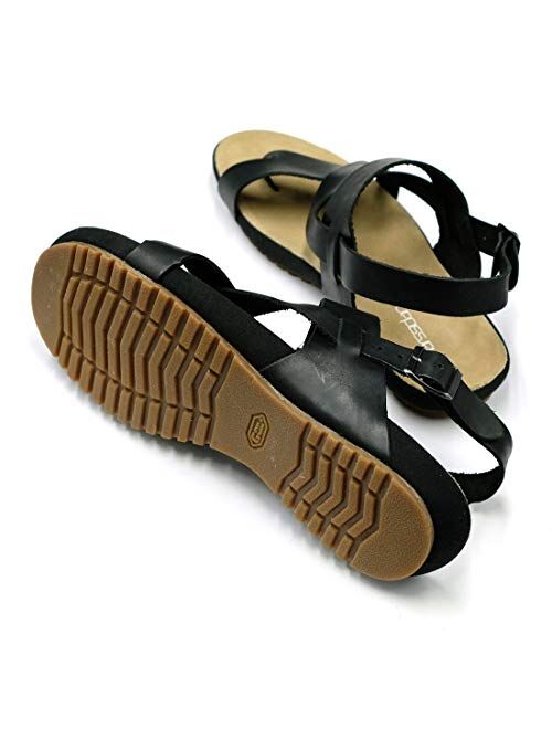 Harssidanzar Genuine Leather Sandals Mens For Outdoor Sandals Mens Adjustable Strap Sandals Leather sandals Men GM202