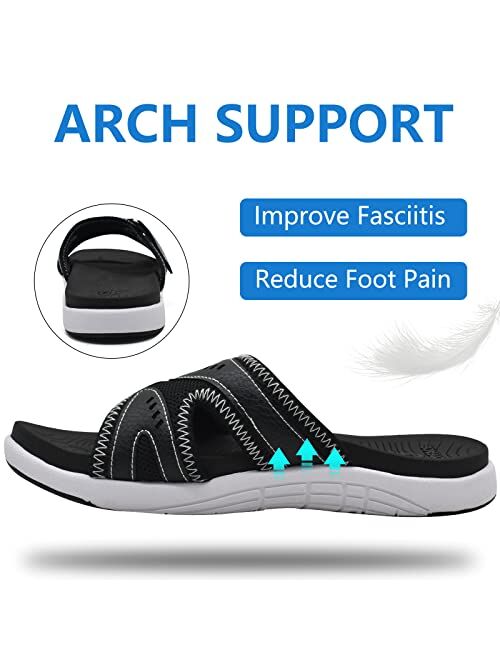 COFACE Mens Sport Recovery Sandals Plantar Fasciitis Soft Cushion Lightweight Orthotic Slides for Men