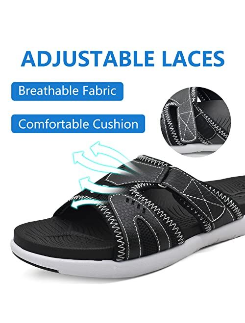 COFACE Mens Sport Recovery Sandals Plantar Fasciitis Soft Cushion Lightweight Orthotic Slides for Men