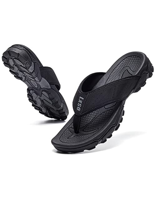 Lxso Flip Flops for Men Beach Thong Sandals with Arch Support Water Resistant Slippers Shower Shoes