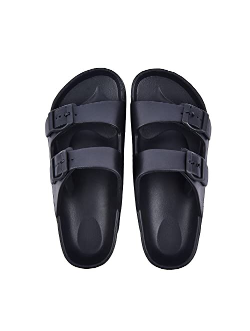 AUSLAND Comfort Slides with Adjustable Double Buckle Footbed Sandals