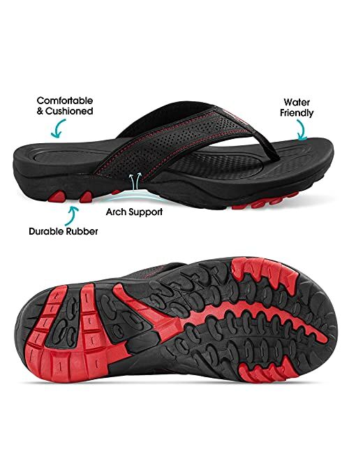 HAOLIRA Flip Flops for Men Summer Athletic Outdoor Tong Sandals with Arch Support Beach Slippers