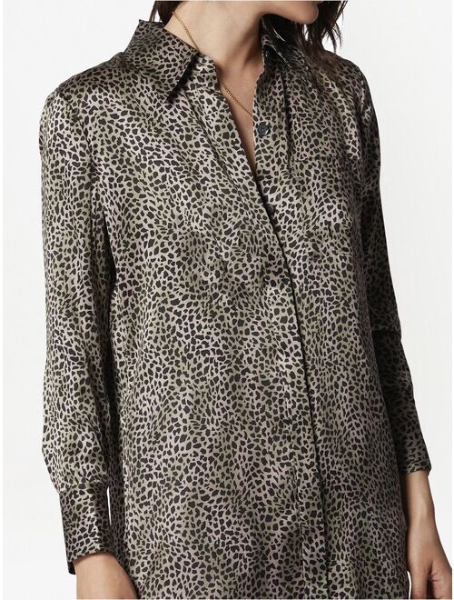 Equipment leopard-print long-sleeve shirt dress