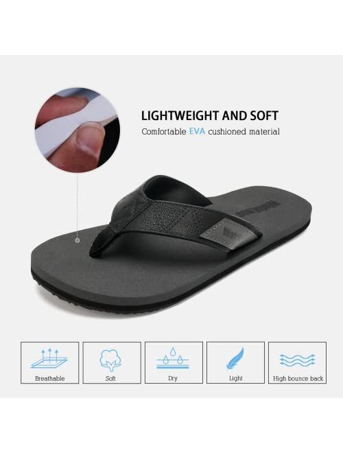 WateLves Mens-Flip-Flops-Thong-Sandals-with-Arch-Support Lightweight-Water-Shoes Open-Toe Comfort Summer-Beach-Slippers for Pool-Showers-Dorms Indoor-Outdoor