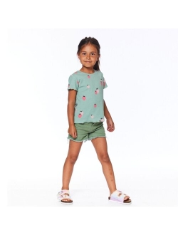 Girl Printed Short Sleeve Tee Frosty Green Strawberry - Child