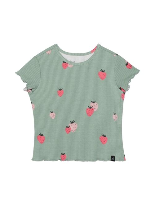 DEUX PAR DEUX Girl Printed Short Sleeve Tee Frosty Green Strawberry - Child