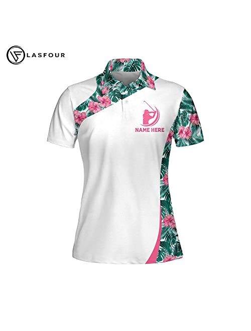LASFOUR Custom Womens Golf Shirts Short Sleeve, 3D Funny Golf Outfits for Women, Funny Golf Shirts for Women