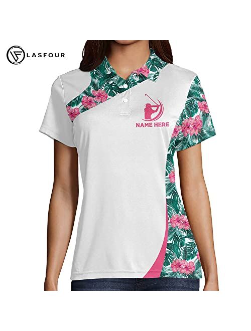 LASFOUR Custom Womens Golf Shirts Short Sleeve, 3D Funny Golf Outfits for Women, Funny Golf Shirts for Women