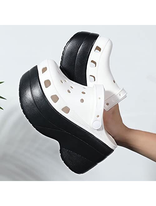 ACSONS Women Slides Sandals Super Sandals Summer Women Slippers Platform Sandals Outdoor Clogs Thick Street Beach Slippers Flip Flops Garden Shoes (Color : Black, Size : 
