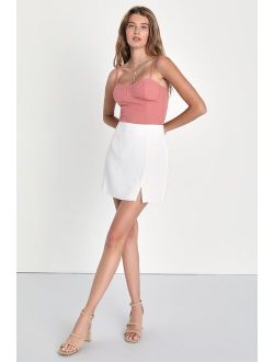 Effortless Outlook Ivory Linen Mini Skirt