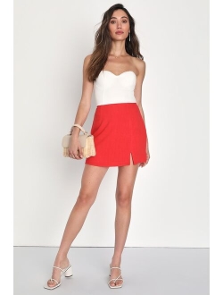 Effortless Outlook Ivory Linen Mini Skirt