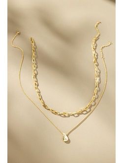 By Anthropologie Layered Pendant Necklace, Set of 2