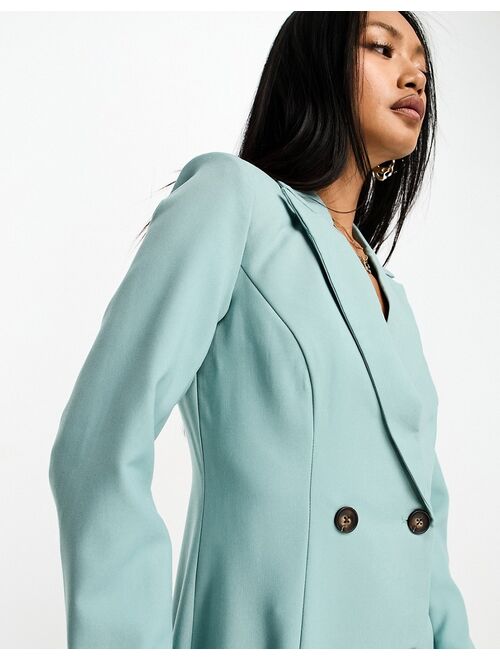 In The Style tailored double breasted blazer dress in turquoise