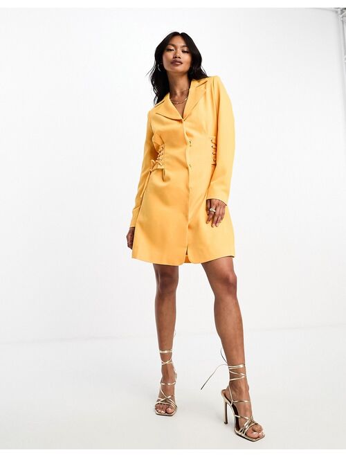 Y.A.S exclusive tailored blazer mini dress with corset lace up side in mango