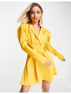 Lashes Of London embellished open back blazer mini dress in orange