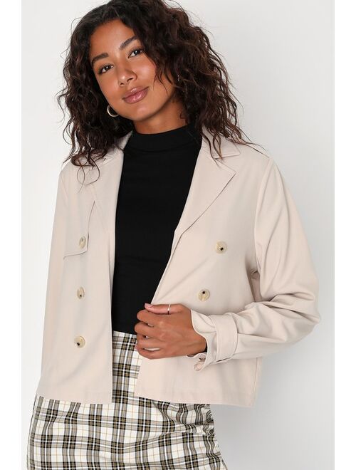 Lulus Trending Charm Beige Cropped Trench Coat