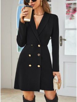 Clasi Shawl Collar Double Breasted Blazer Dress