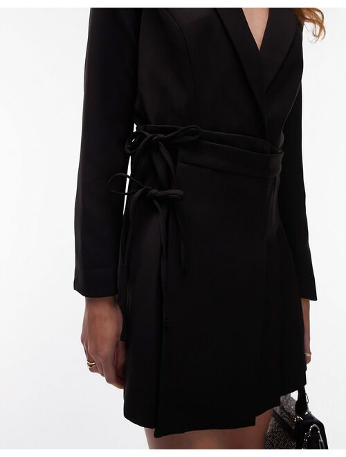 Topshop pleated blazer skirt dress in black