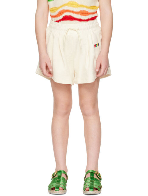 MSGM KIDS Kids Off-White Embroidered Shorts