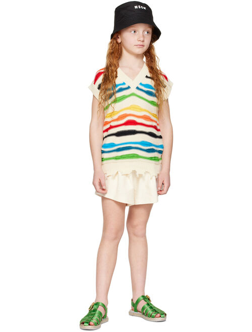 MSGM KIDS Kids Off-White Embroidered Shorts