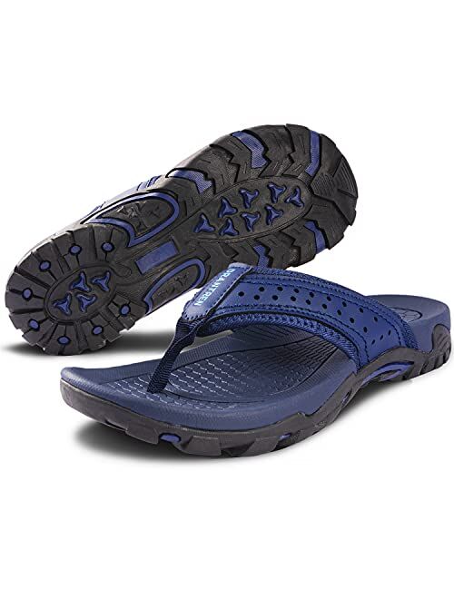 DUDHUH Flip Flops For Men Arch Support Relaxed Indoor And Outdoor Beach Slippers Comfort Mens Sports Sandals