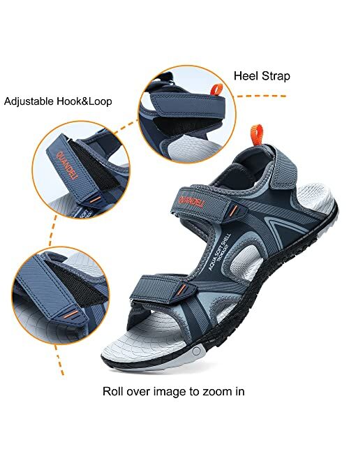QUANDELI Men's Sport Sandals, Open Toe Water Sandals with Arch Support Waterproof Lightweight Casual Athletic Sandals for Outdoor Beach Travel Summer