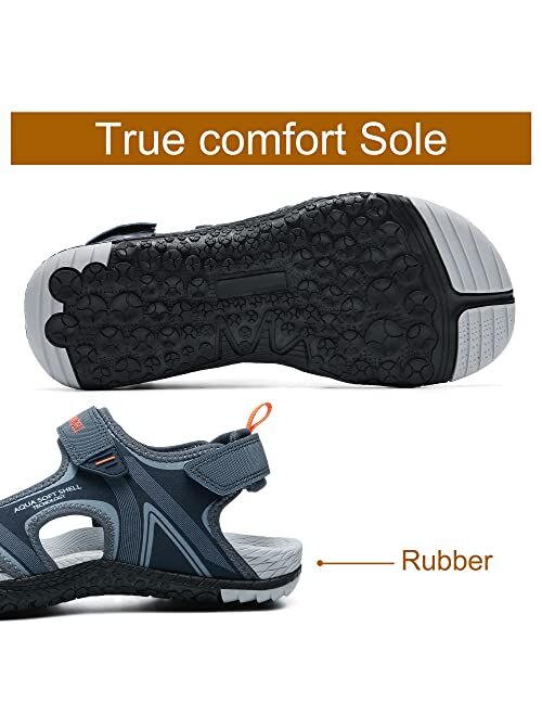 QUANDELI Men's Sport Sandals, Open Toe Water Sandals with Arch Support Waterproof Lightweight Casual Athletic Sandals for Outdoor Beach Travel Summer