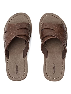 Veittes Men's Slide Sandals - Comfortable Casual Open Toe Outdoor Indoor Summer Sandals.