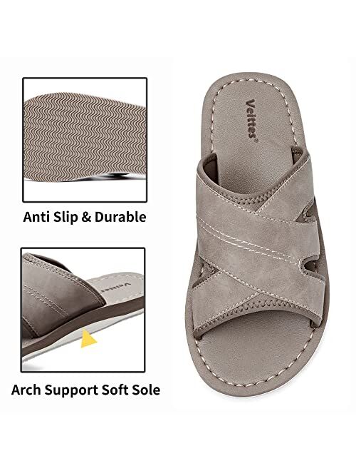 Veittes Men's Slide Sandals - Comfortable Casual Open Toe Outdoor Indoor Summer Sandals.