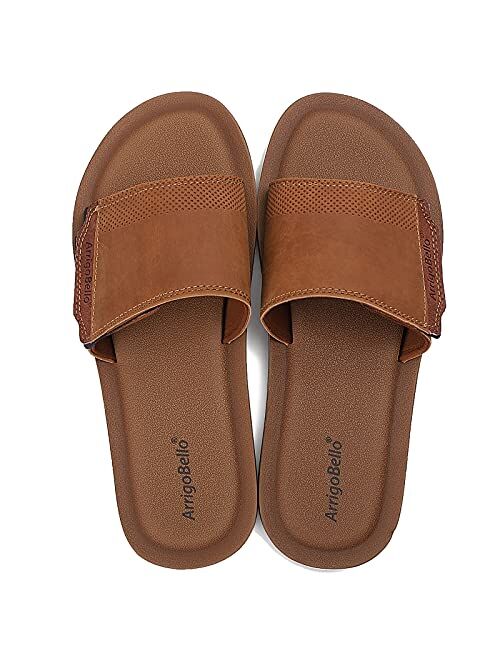 ARRIGO BELLO Men's Slides Sandals Adjustable Slip on Slippers Open Toe Sport Athletic Sandals Indoor Outdoor