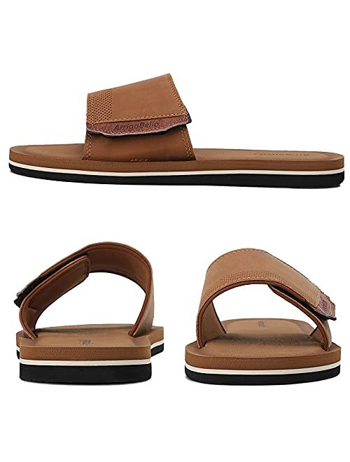 ARRIGO BELLO Men's Slides Sandals Adjustable Slip on Slippers Open Toe Sport Athletic Sandals Indoor Outdoor