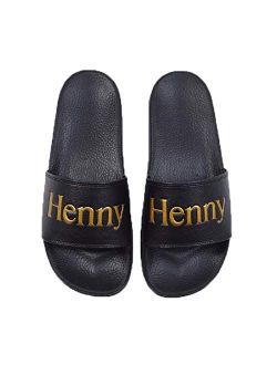 CONNETIC Henny Slides Black Gold Slip On Men's Sandals