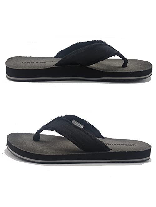 URBANFIND Men's Flip Flops Arch Support Sandals Comfortable Leather Thongs TPR Non-Slip Slippers