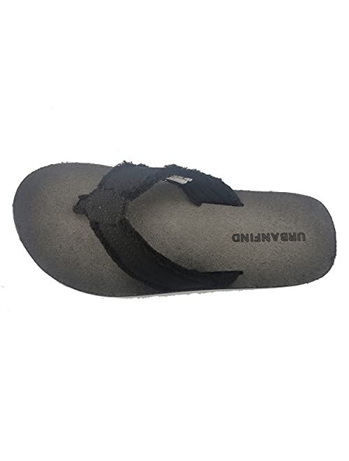 URBANFIND Men's Flip Flops Arch Support Sandals Comfortable Leather Thongs TPR Non-Slip Slippers