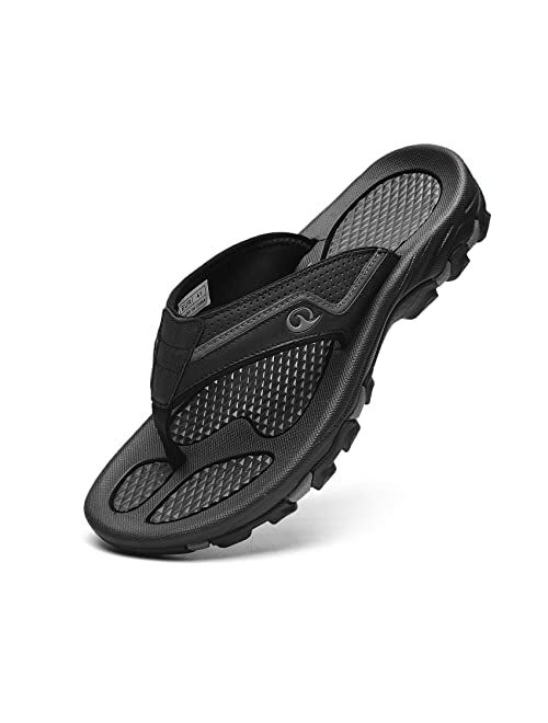BROYON Mens Beach Flip Flops Thong Sandals Comfort Slip-on Arch Support Summer Quick Dry Athletic Sport Sandals US Size 7.5-13