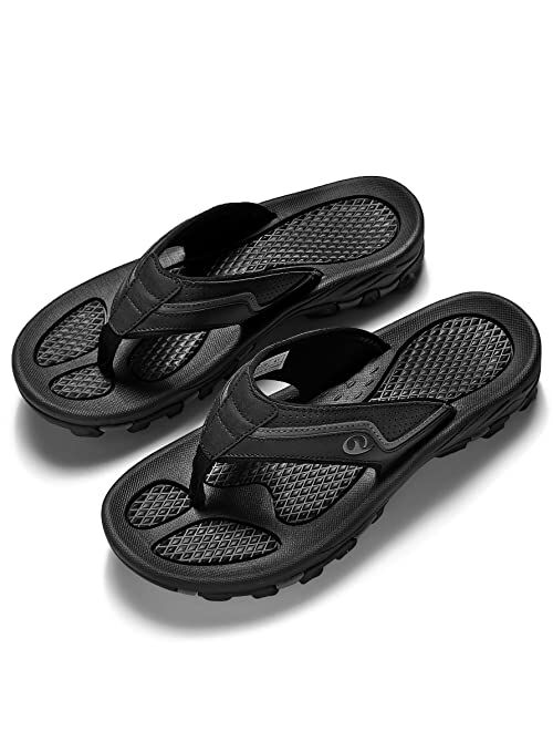 BROYON Mens Beach Flip Flops Thong Sandals Comfort Slip-on Arch Support Summer Quick Dry Athletic Sport Sandals US Size 7.5-13