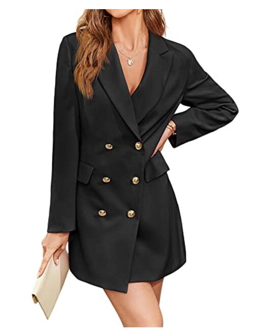 Cicy Bell Womens Casual Blazer Dress Long Sleeve Double Breasted Work Office Blazer Jackets