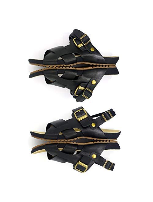 Harssidanzar Mens Leather Sandals Adjustable Ankle Strap sandals GM205