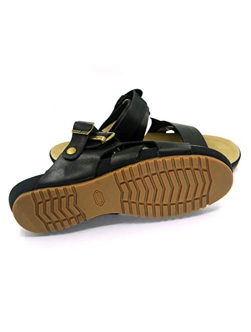 Harssidanzar Mens Leather Sandals Adjustable Ankle Strap sandals GM205