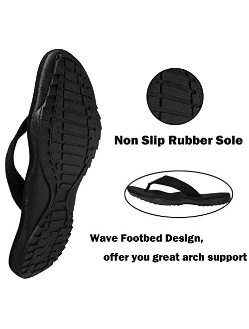 SMajong Mens Flip Flops Comfort Non-Slip Sports Thong Sandals Outdoor Summer Beach Slippers