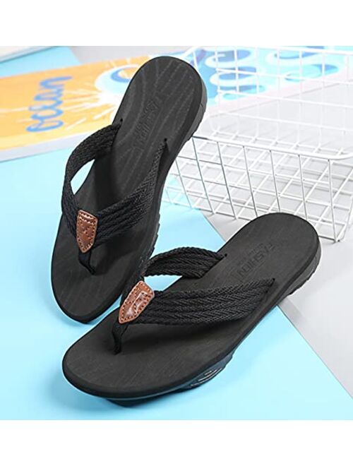 SMajong Mens Flip Flops Comfort Non-Slip Sports Thong Sandals Outdoor Summer Beach Slippers