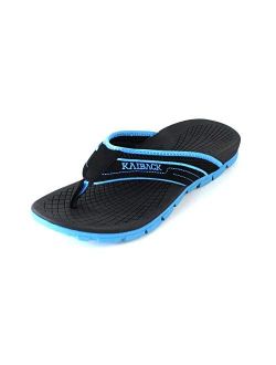 Kaiback Fahrenheit Men's Flip Flops with Arch Support, Lightweight Outdoor Sport Thong Athletic Beach Sandals, Comfortable Flip Flops for Men
