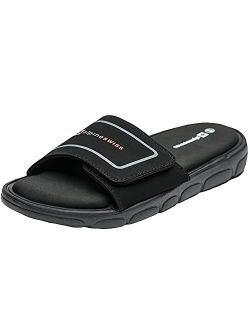 Gabe Mens Memory Foam Slide Sandals Adjustable Comfort Athletic Slide