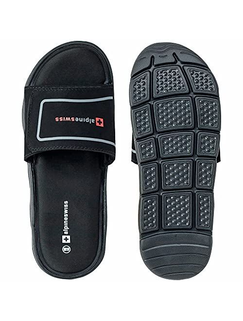 Alpine Swiss Gabe Mens Memory Foam Slide Sandals Adjustable Comfort Athletic Slide