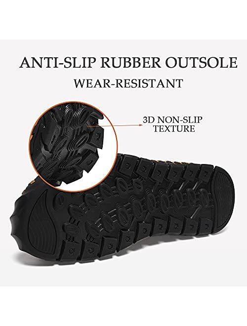 Bitiger Mens Closed Toe Leather Sandals Outdoor Fisherman Sporty Summer Shoes Breathable Loafer Slipper for Hiking Sporting