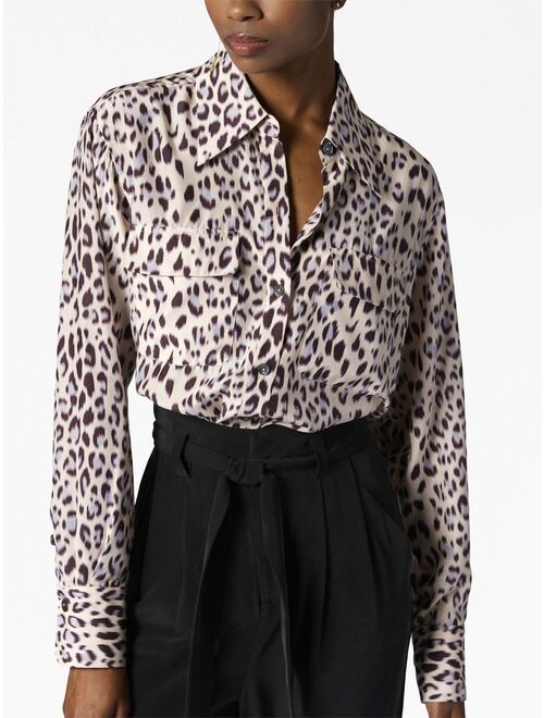 Equipment leopard-print long-sleeve shirt