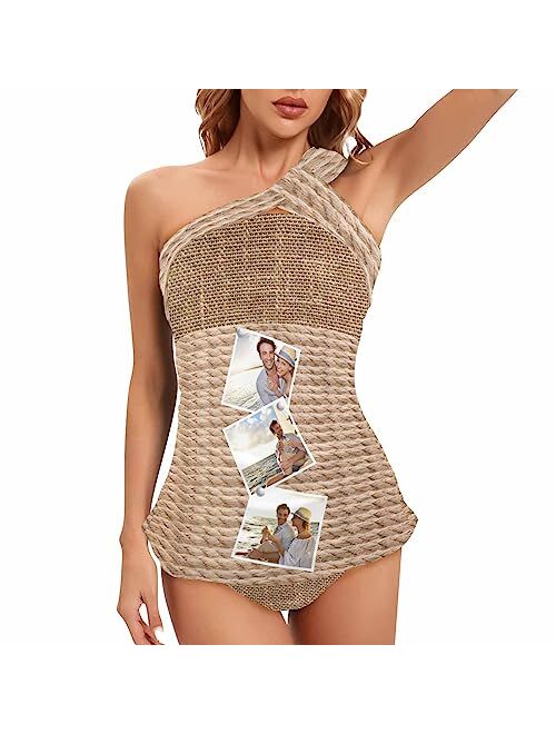 M Yescustom Custom Bathing Suit with Face American Personalized Swimsuit Bikini Set with Faces for Women One Piece on Them Custom