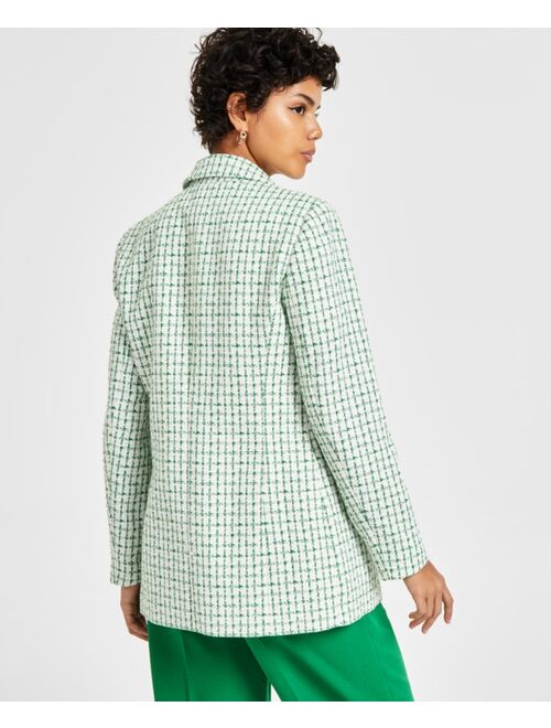 BAR III Women's Plaid Tweed Faux-Double-Breasted Jacket, Created for Macy's