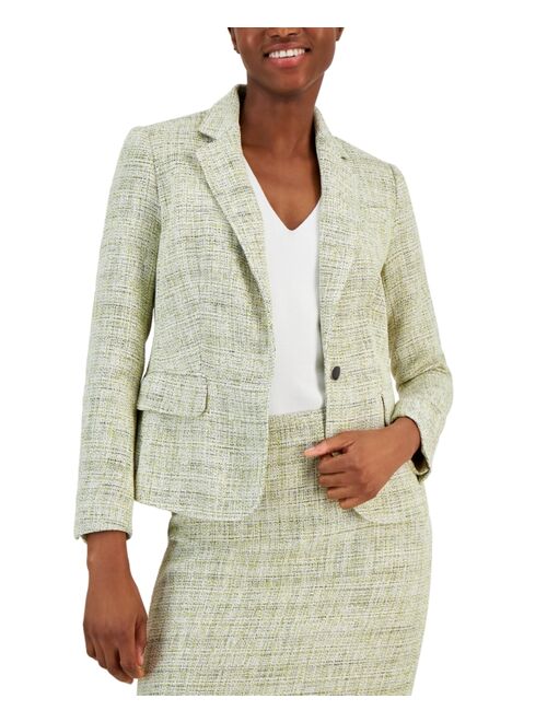 ANNE KLEIN Women's Tweed One-Button Blazer