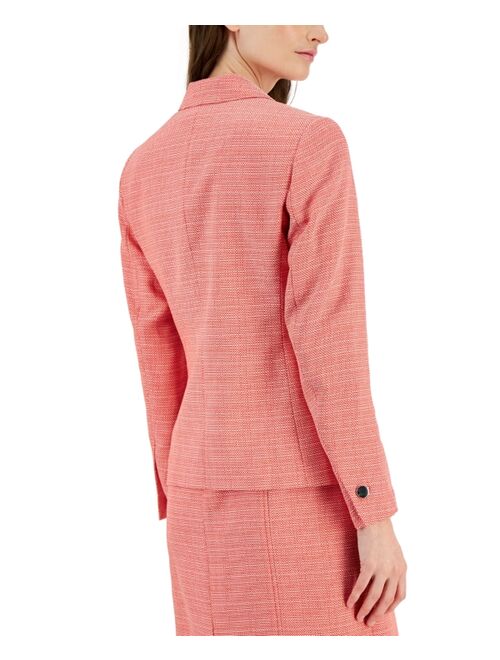 ANNE KLEIN Women's Tweed One-Button Notch-Collar Jacket